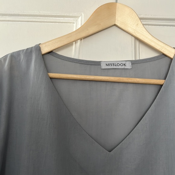 MissLook, ladies, lightweight tunic, elbow sleevelength, gray , white floral, XL - Picture 4 of 8